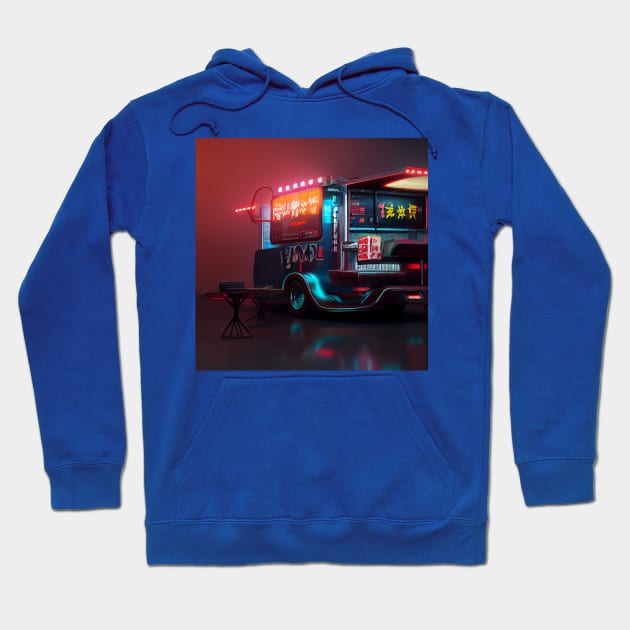 Cyberpunk Tokyo Ramen Food Truck Hoodie by Grassroots Green